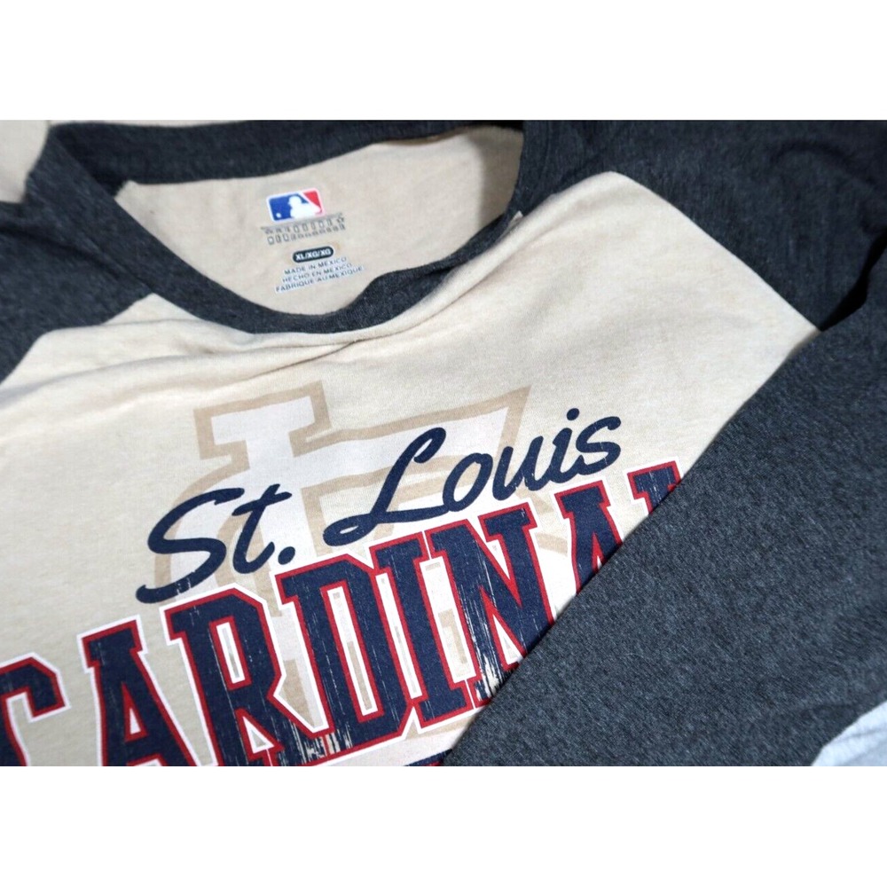 St. Louis Cardinals T Shirt Size XL MLB Baseball Raglan Tan‎